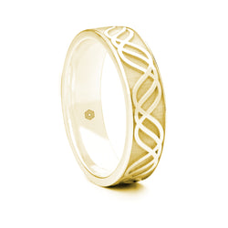 Mens 18ct Yellow Gold Flat Court Ring with Wave pattern