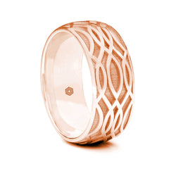 Mens 18ct Rose Gold Court Shape Wedding Ring With Open Weave Pattern