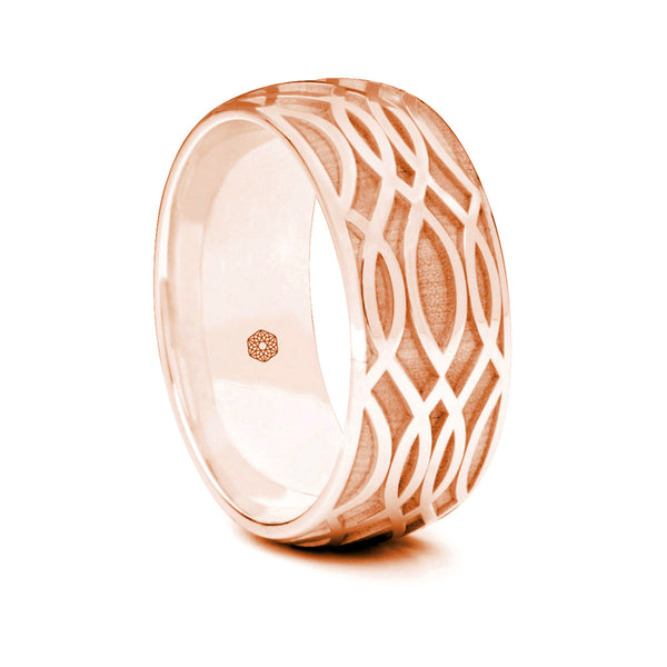 Mens 18ct Rose Gold Court Shape Wedding Ring With Open Weave Pattern