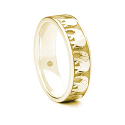 Mens 9ct Yellow Gold Flat Court Wedding Ring With Elephant Pattern