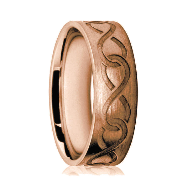 Mens 9ct Rose Gold Wedding Ring With Interlinked Infinity Symbols