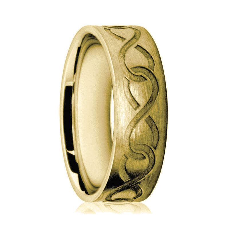 Mens 9ct Yellow Gold Wedding Ring With Interlinked Infinity Symbols