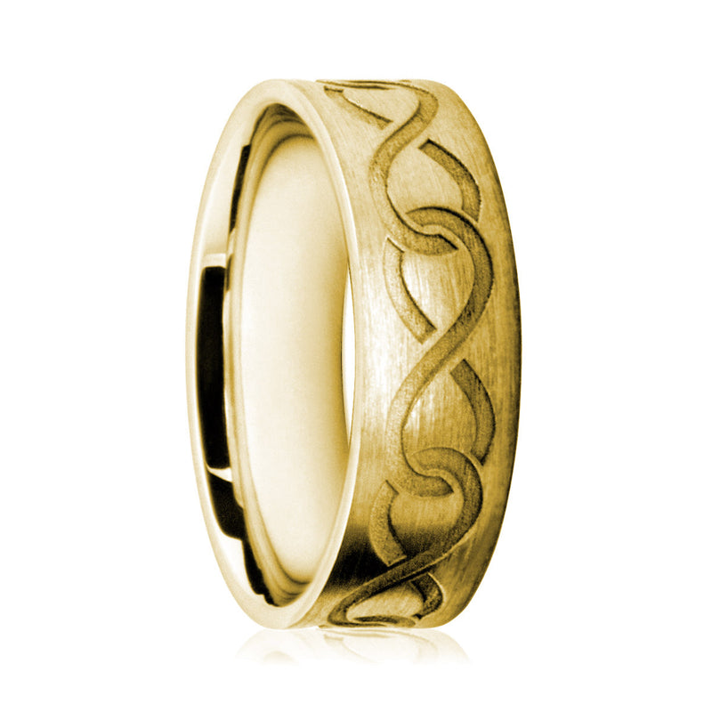 Mens 18ct Yellow Gold Ring With Interlinked Infinity Symbols