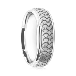 Mens Platinum 950 Flat Court Wedding Ring With Snakeskin Pattern