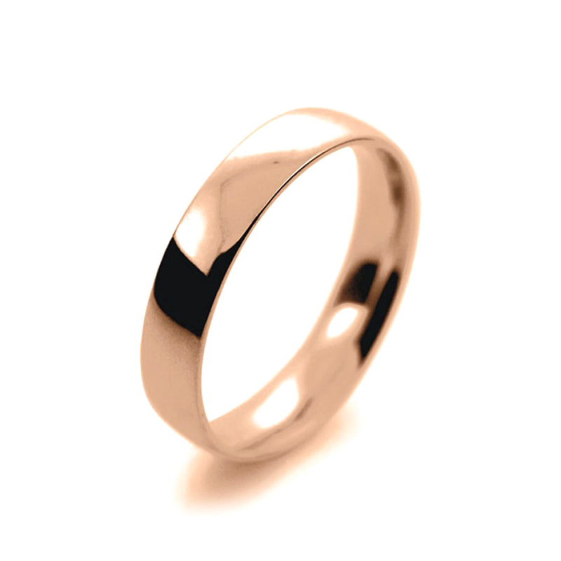 Mens 4mm 9ct Rose Gold Court Shape Light Weight Wedding Ring
