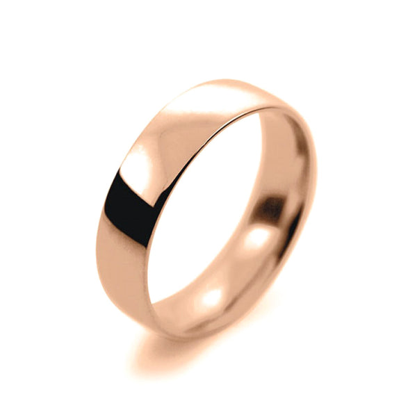 Mens 5mm 9ct Rose Gold Court Shape Light Weight Wedding Ring