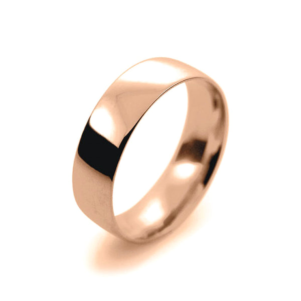 Mens 6mm 9ct Rose Gold Court Shape Light Weight Wedding Ring