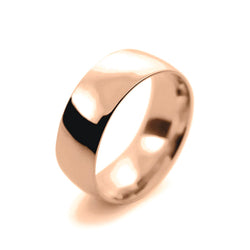 Mens 8mm 9ct Rose Gold Court Shape Medium Weight Wedding Ring