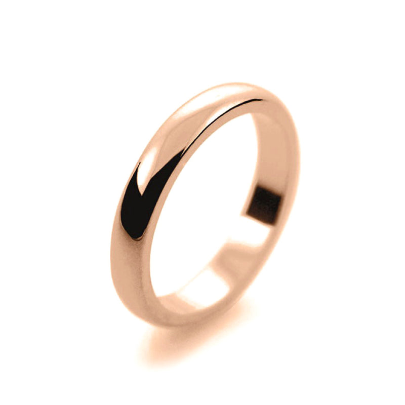 Mens 3mm 9ct Rose Gold D Shape Medium Weight Wedding Ring