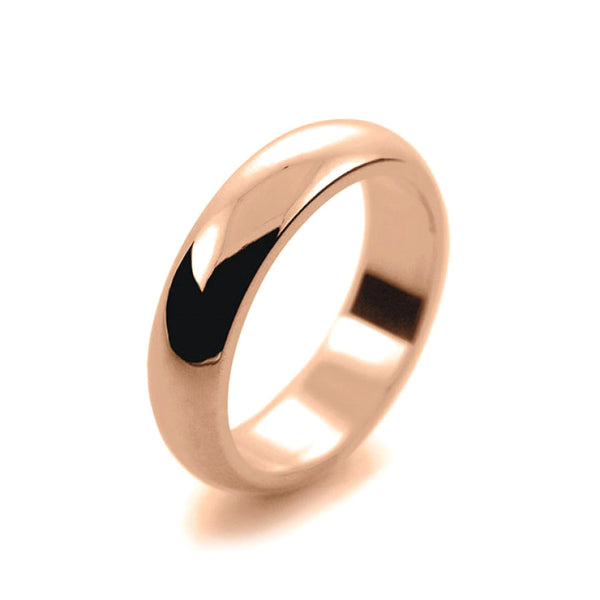 Mens 5mm 9ct Rose Gold D Shape Heavy Weight Wedding Ring
