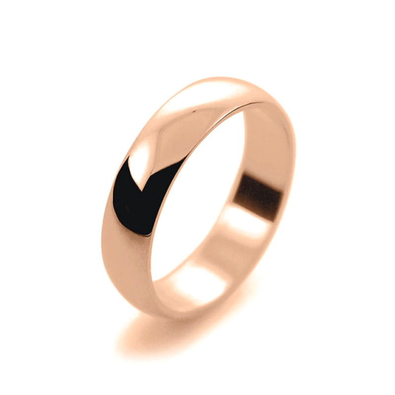 Mens 5mm 9ct Rose Gold D Shape Light Weight Wedding Ring