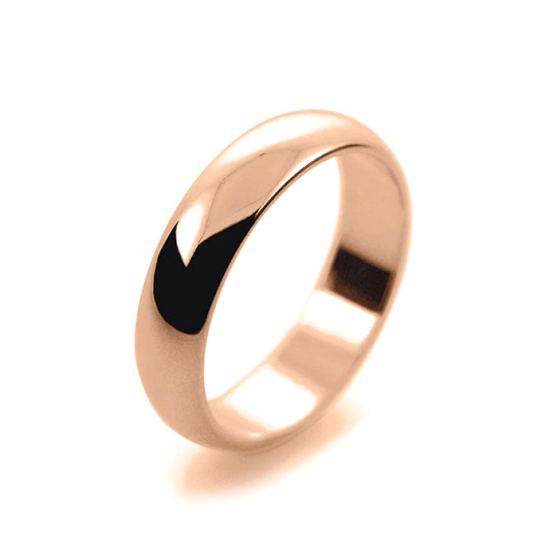 Mens 5mm 9ct Rose Gold D Shape Medium Weight Wedding Ring