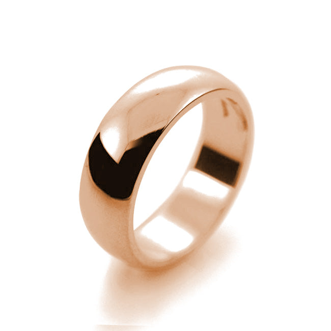 Mens 7mm 9ct Rose Gold D Shape Medium Weight Wedding Ring