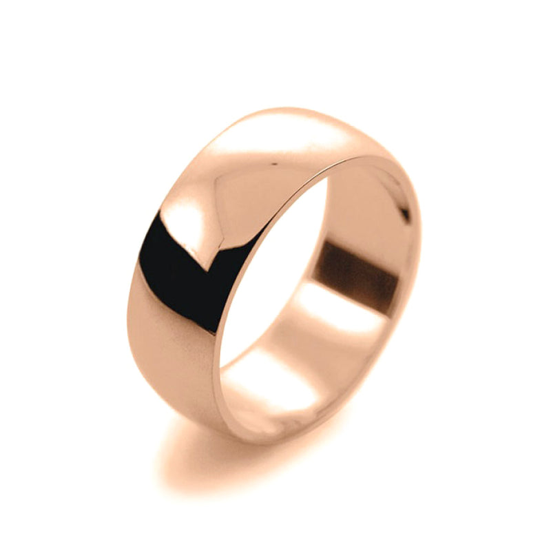 Mens 8mm 9ct Rose Gold D Shape Medium Weight Wedding Ring