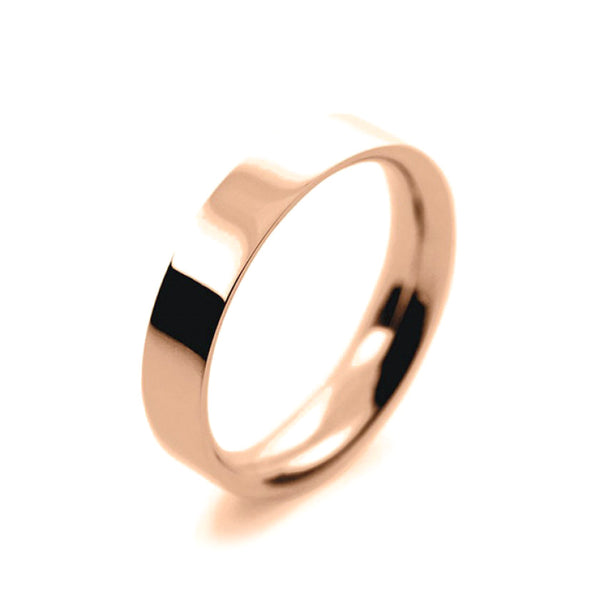 Mens 4mm 9ct Rose Gold Flat Court shape Medium Weight Wedding Ring