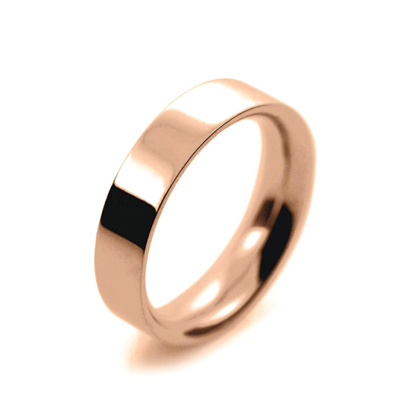Mens 5mm 9ct Rose Gold Flat Court shape Heavy Weight Wedding Ring