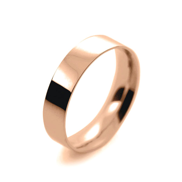 Mens 5mm 9ct Rose Gold Flat Court shape Light Weight Wedding Ring