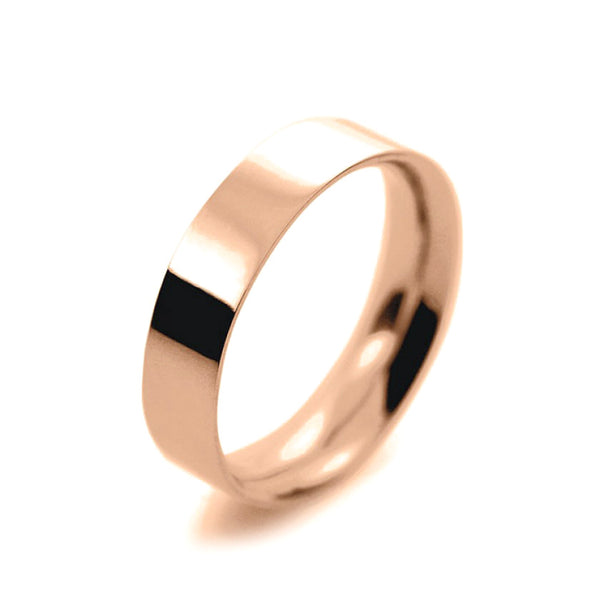 Mens 5mm 9ct Rose Gold Flat Court shape Medium Weight Wedding Ring