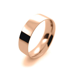 Mens 6mm 9ct Rose Gold Flat Court shape Light Weight Wedding Ring