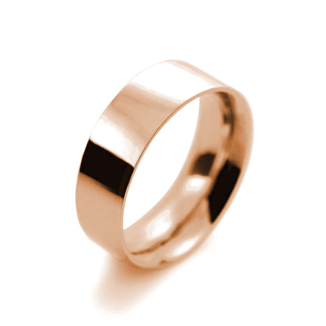 Mens 7mm 9ct Rose Gold Flat Court shape Light Weight Wedding Ring