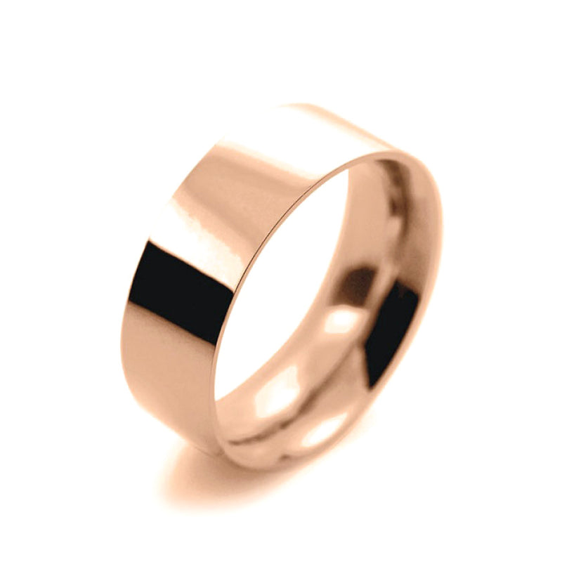 Mens 8mm 9ct Rose Gold Flat Court shape Heavy Weight Wedding Ring