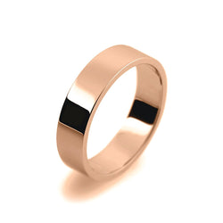 Mens 5mm 9ct Rose Gold Flat Shape Light Weight Wedding Ring