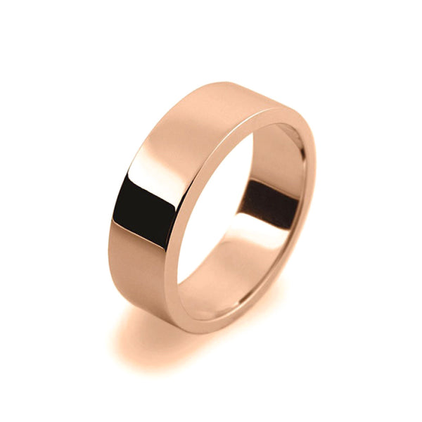 Mens 6mm 9ct Rose Gold Flat Shape Heavy Weight Wedding Ring