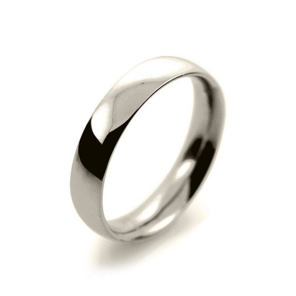 Mens 4mm 9ct White Gold Court Shape Medium Weight Wedding Ring