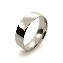 Mens 6mm 9ct White Gold Court Shape Light Weight Wedding Ring