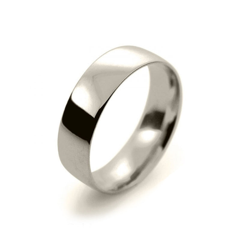 Mens 6mm 9ct White Gold Court Shape Light Weight Wedding Ring