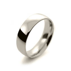 Mens 6mm 9ct White Gold Court Shape Medium Weight Wedding Ring