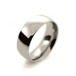 Mens 8mm 9ct White Gold Court Shape Heavy Weight Wedding Ring