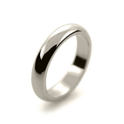 Mens 4mm 9ct White Gold D Shape Heavy Weight Wedding Ring