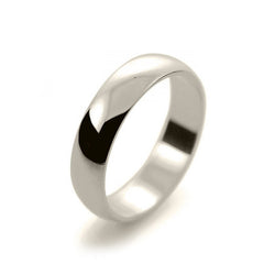 Mens 5mm 9ct White Gold D Shape Light Weight Wedding Ring