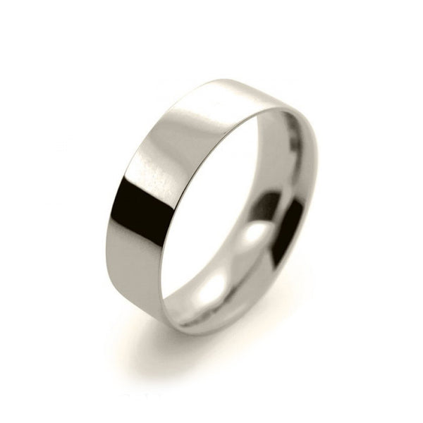 Mens 6mm 9ct White Gold Flat Court shape Light Weight Wedding Ring