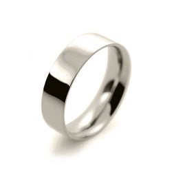 Mens 6mm 9ct White Gold Flat Court shape Medium Weight Wedding Ring