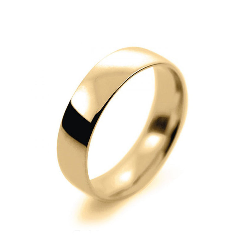 Mens 5mm 9ct Yellow Gold Court Shape Light Weight Wedding Ring
