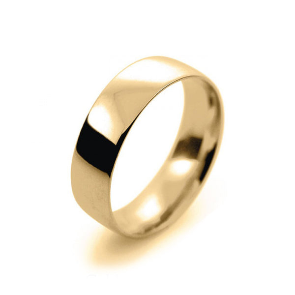 Mens 6mm 9ct Yellow Gold Court Shape Light Weight Wedding Ring
