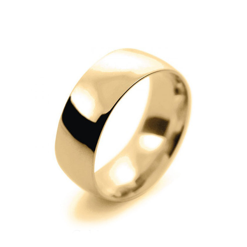 Mens 8mm 9ct Yellow Gold Court Shape Medium Weight Wedding Ring
