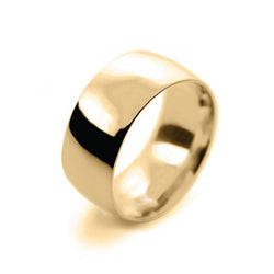 Mens 10mm 9ct Yellow Gold Court Shape Medium Weight Wedding Ring