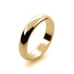Mens 4mm 9ct Yellow Gold D Shape Heavy Weight Wedding Ring