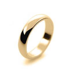 Mens 4mm 9ct Yellow Gold D Shape Medium Weight Wedding Ring
