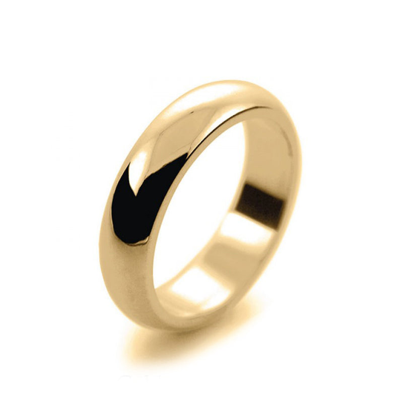 Mens 5mm 9ct Yellow Gold D Shape Heavy Weight Wedding Ring