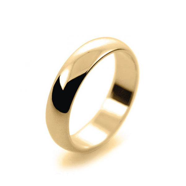 Mens 5mm 9ct Yellow Gold D Shape Medium Weight Wedding Ring