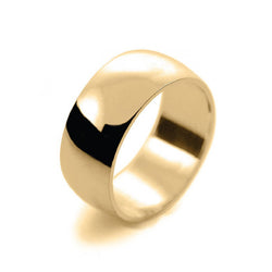 Mens 10mm 9ct Yellow Gold D Shape Medium Weight Wedding Ring