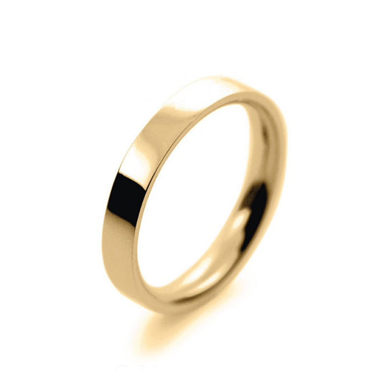 Mens 3mm 9ct Yellow Gold Flat Court shape Medium Weight Wedding Ring
