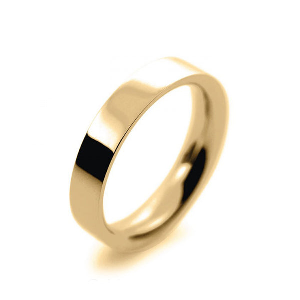 Mens 4mm 9ct Yellow Gold Flat Court shape Heavy Weight Wedding Ring
