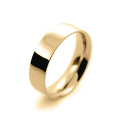 Mens 6mm 9ct Yellow Gold Flat Court shape Medium Weight Wedding Ring