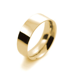 Mens 7mm 9ct Yellow Gold Flat Court shape Medium Weight Wedding Ring