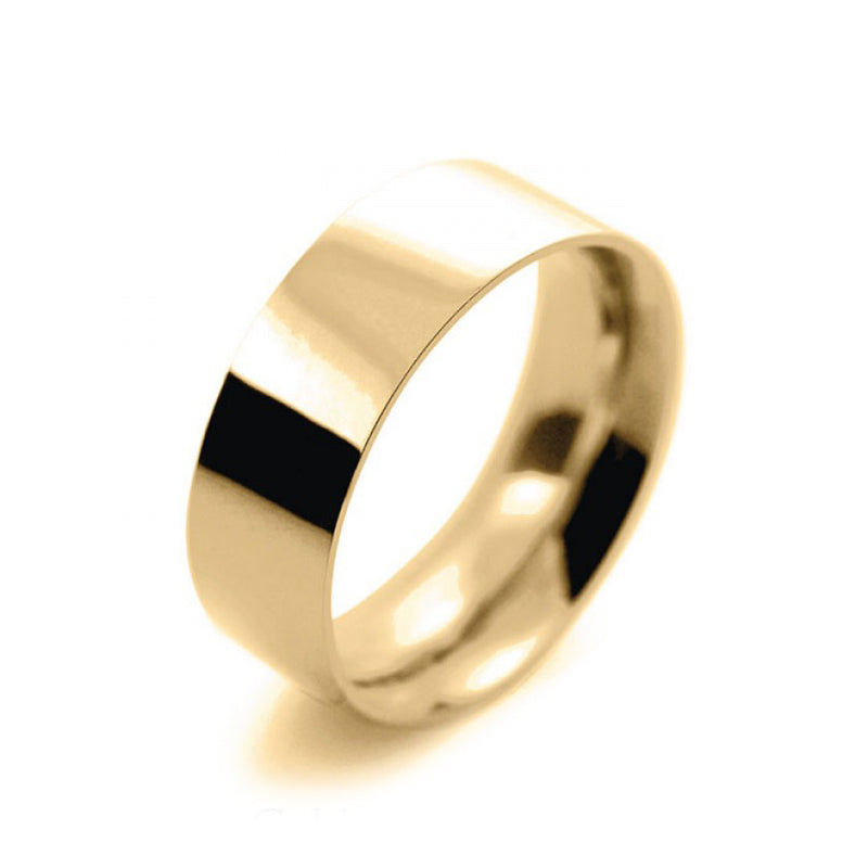 Mens 8mm 9ct Yellow Gold Flat Court shape Heavy Weight Wedding Ring